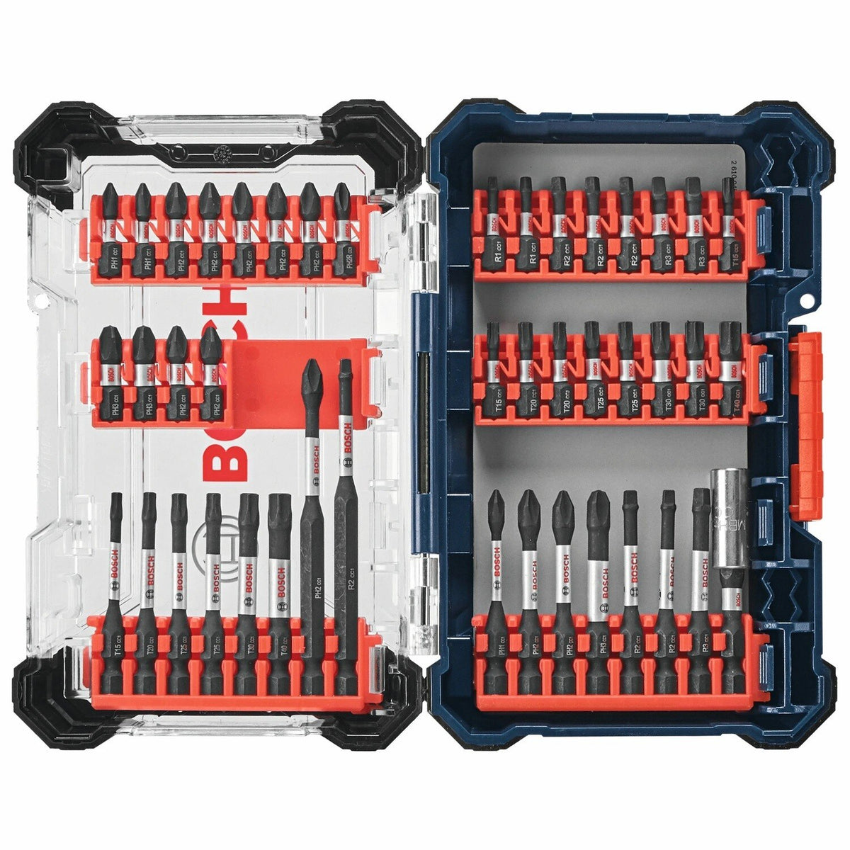 Bosch SDMSD44 Driven Impact Screwdriving Bit Custom Case Set with Magnetic Tips (44 Pack)