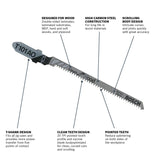 Bosch T101AO100 3-1/4" 20 TPI Clean for Wood T-Shank Jig Saw Blades (100 Pack) - 2