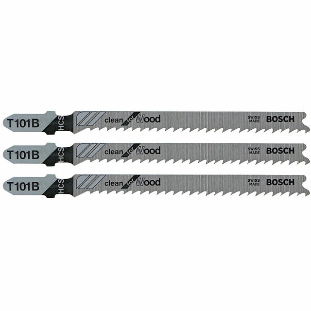 Bosch T101B3 4" 10 TPI Clean for Wood T-Shank Jig Saw Blades (3 Pack)