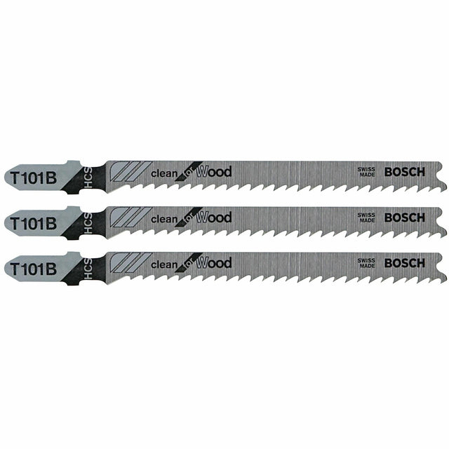 Bosch T101B3 4" 10 TPI Clean for Wood T-Shank Jig Saw Blades (3 Pack)