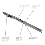 Bosch T101B3 4" 10 TPI Clean for Wood T-Shank Jig Saw Blades (3 Pack) - 2