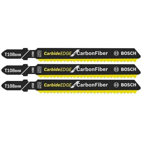 Bosch T108BHM3 3-5/8" 12 TPI Carbide Edge T-Shank Jig Saw Blades for Carbon Fiber (3 Pack)