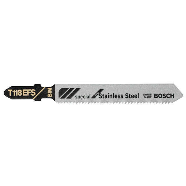 Bosch T118EFS 3-1/4" 18 TPI Bi-Metal T-Shank Jig Saw Blades for Stainless Steel (5 Pack)