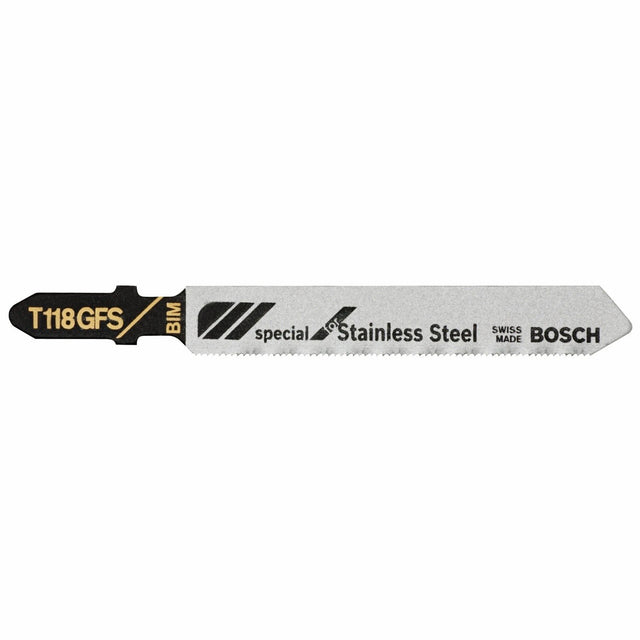 Bosch T118GFS 3-1/4" 36 TPI Bi-Metal T-Shank Jig Saw Blades for Stainless Steel (5 Pack)