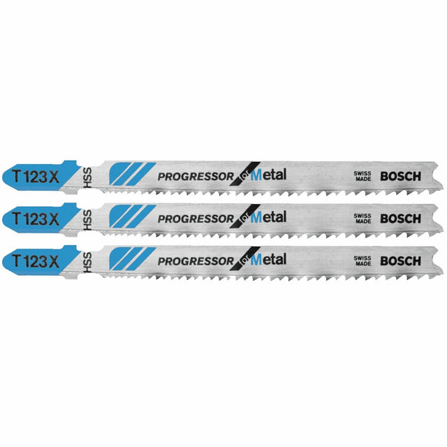 Bosch T123X3 4" 10-24 TPI Progressor for Metal T-Shank Jig Saw Blades (3 Pack)