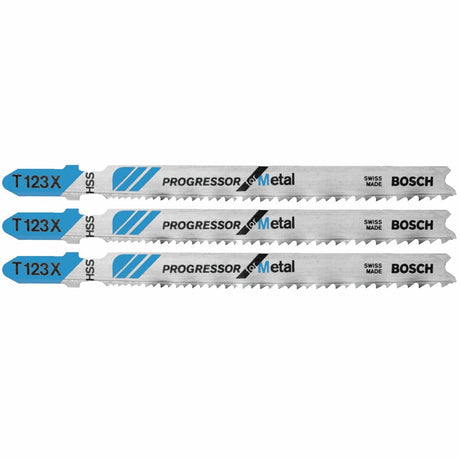 Bosch T123X3 4" 10-24 TPI Progressor for Metal T-Shank Jig Saw Blades (3 Pack)