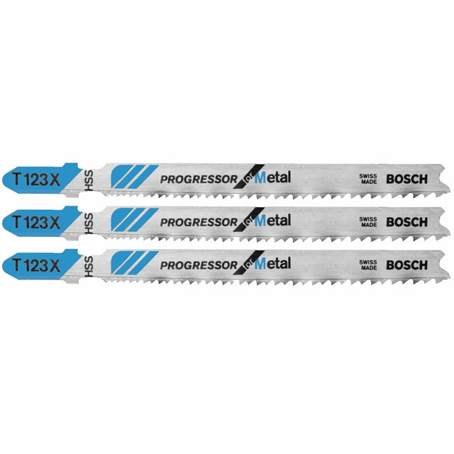 Bosch T123X3 4" 10-24 TPI Progressor for Metal T-Shank Jig Saw Blades (3 Pack)
