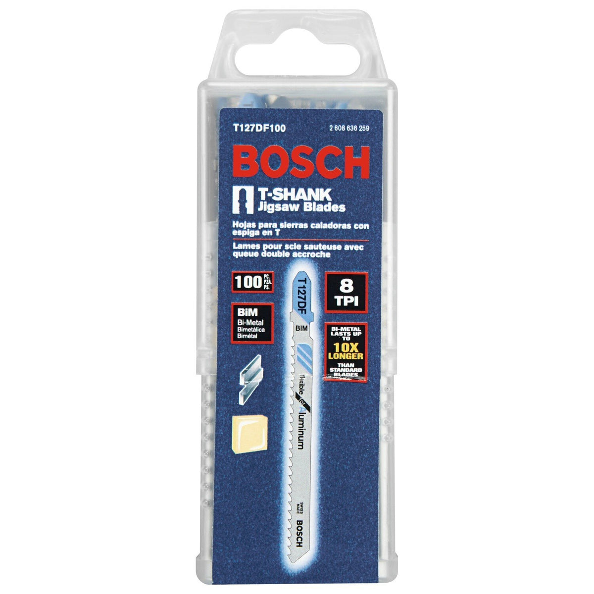Bosch T127DF100 4-5/8" 8 TPI Bi-Metal Flexible for Aluminum T-Shank Jig Saw Blades (100 Pack) - 2
