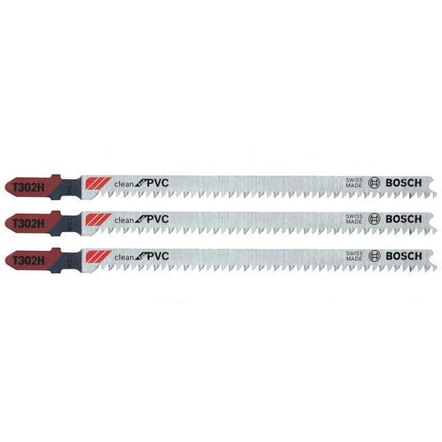 Bosch T302H3 5-1/4" 10 TPI Clean for PVC T-Shank Jig Saw Blades (3 Pack)