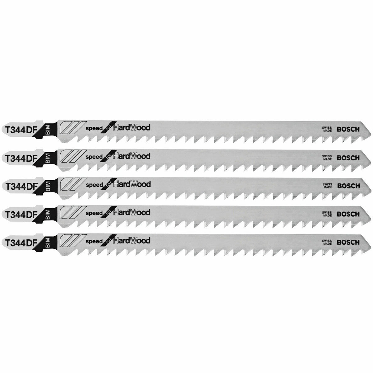 Bosch T344DF 6" 6 TPI Bi-Metal T-Shank Jig Saw Blades for Hardwood and Plywood (5 Pack)