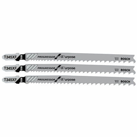 Bosch T345XF3 5-1/4" 5-10P TPI Progressor T-Shank Jig Saw Blades for Wood with Nails (3 Pack)