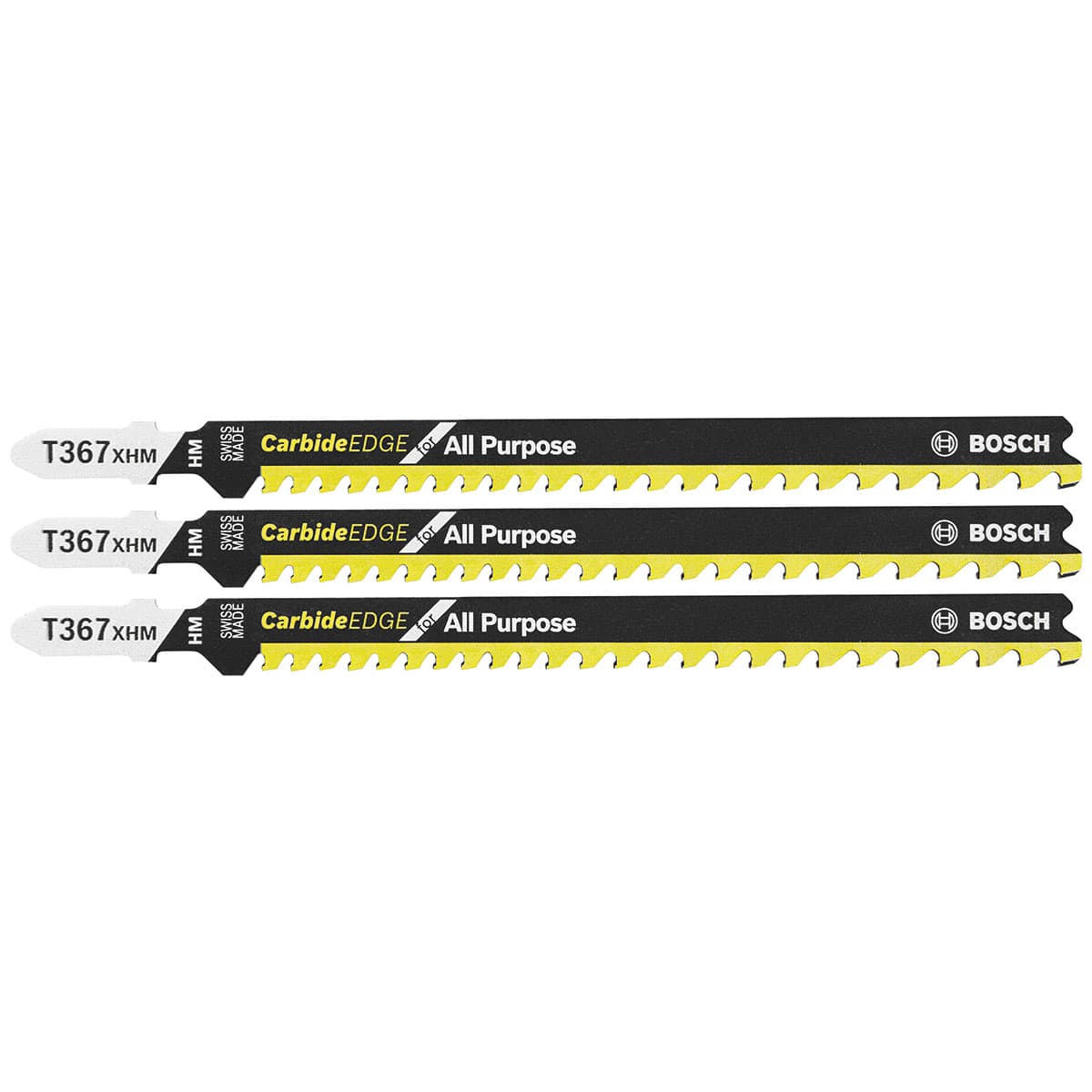 Bosch T367XHM3 3-Pc 5-3/16" 5-7 TPI Carbide Edge T-Shank Jig Saw Blade