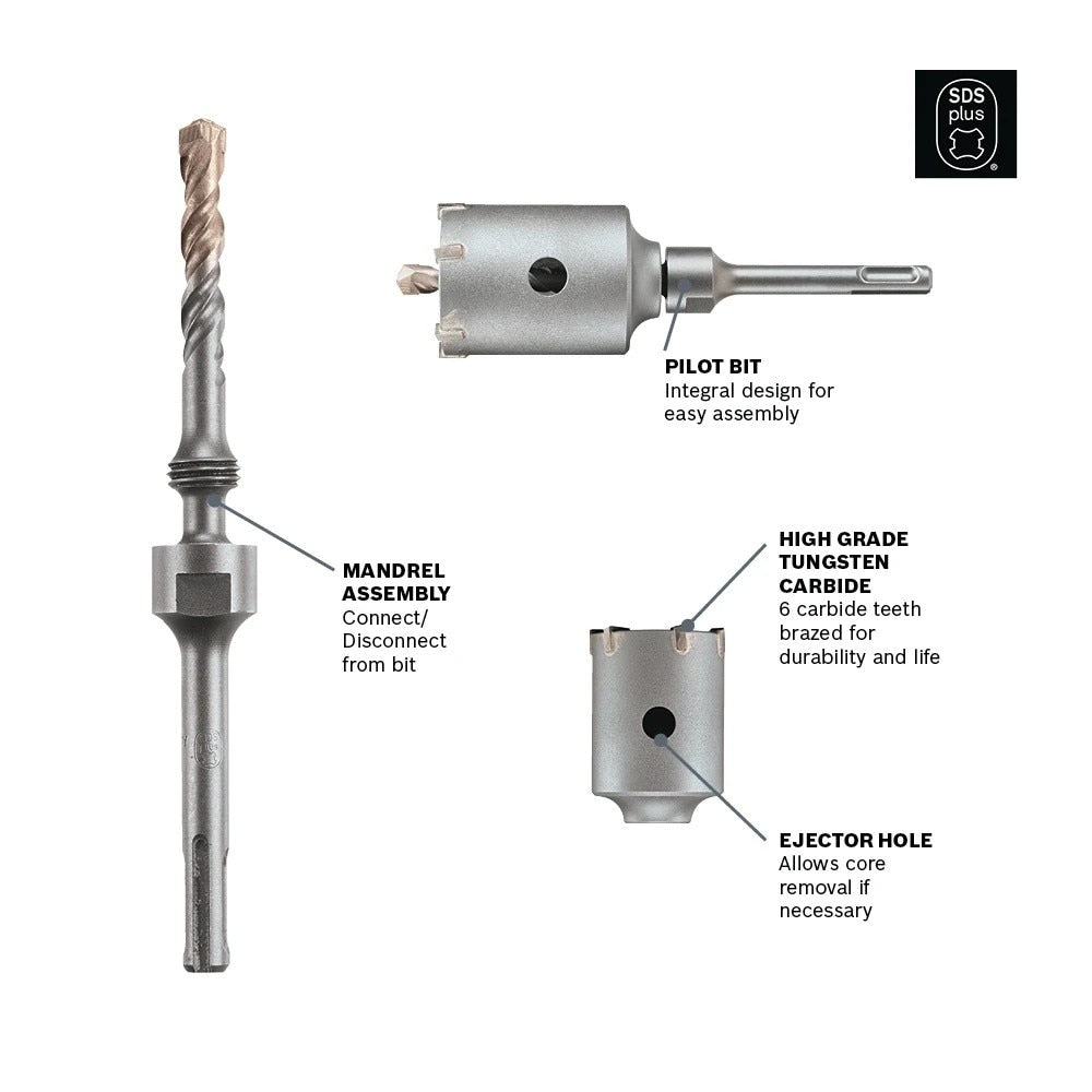 Bosch T3919SC 3-1/2" SDS-plus Thin-wall Core Bit for Masonry Brick and Block - 2