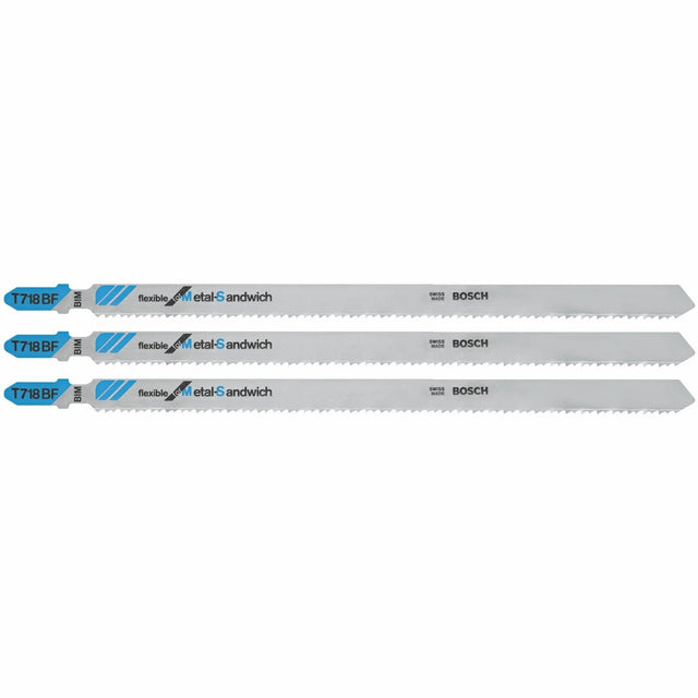 Bosch T718BF3 7" 14 TPI Flexible for Sandwich T-Shank Jig Saw Blades (3 Pack)