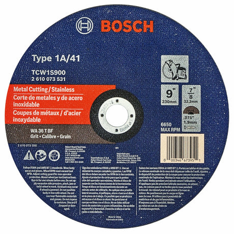 Bosch TCW1S900 9" x 0.075" x 0.875" 36 Grit Metal Cutoff Wheel