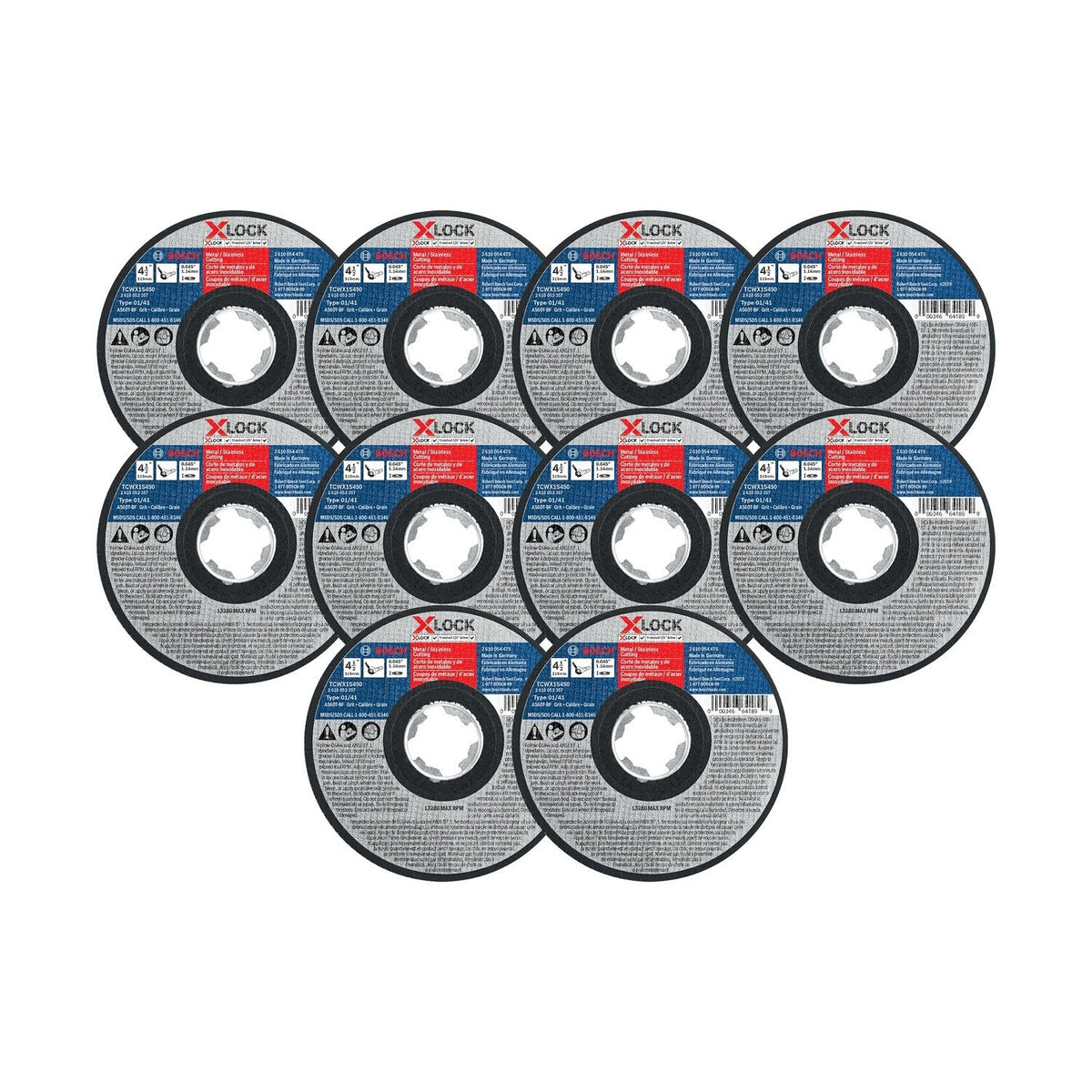 Bosch TCWX1S450P10 4-1/2" x 0.045" X-LOCK Abrasive Wheel for Metal and Stainless Steel (10 Pack)