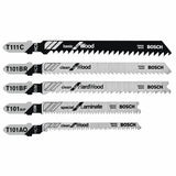 Bosch TPW005 3" to 4" T-Shank Jig Saw Blade Set for Wood and Laminate (5 Pack)