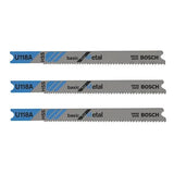 Bosch U118A3 3-1/8" 17-24 TPI Basic Metal Cutting U-Shank Jig Saw Blades (3 Pack)