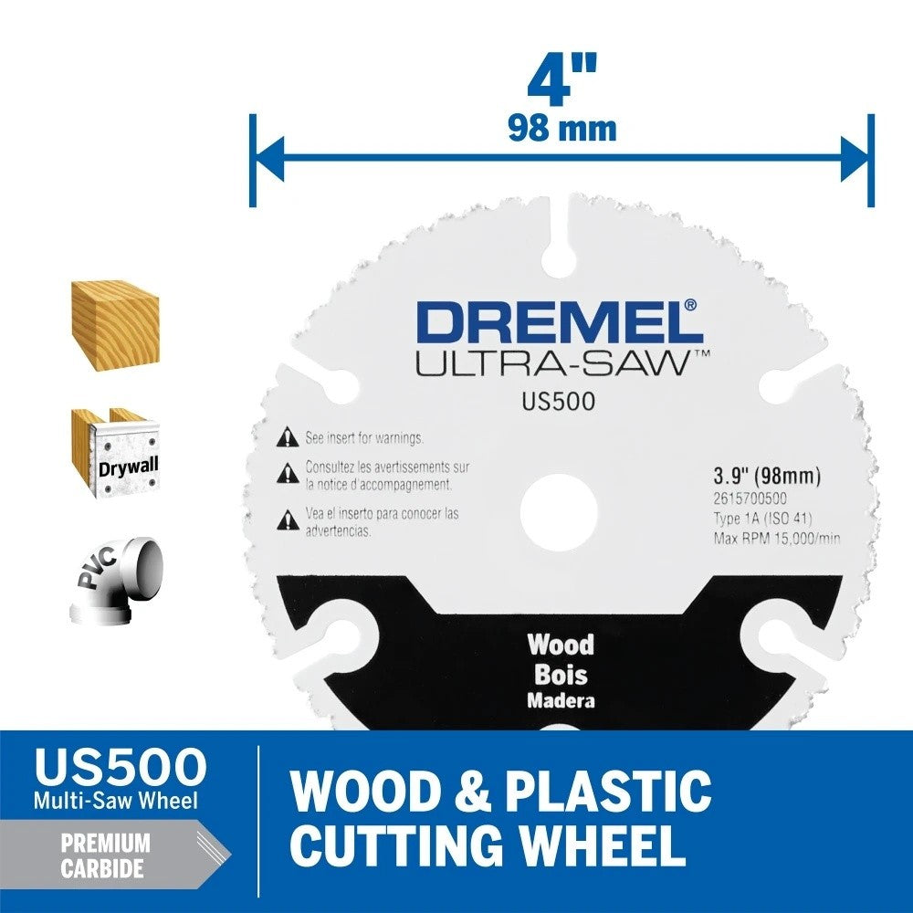 Bosch US500-01 4" Premium Carbide Wood and Plastic Cutting Wheel for Dremel Ultra-Saw - 2