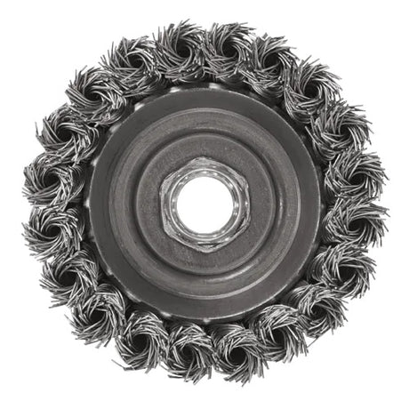 Bosch WB510 4" Carbon Steel Knotted Wire Cup Brush with 5/8"-11 Arbor