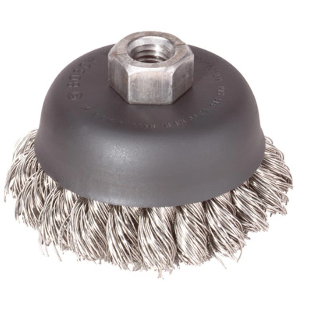 Bosch WB511 6" Carbon Steel Knotted Wire Cup Brush with 5/8"-11 Arbor