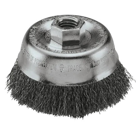Bosch WB524 3" Carbon Steel Crimped Wire Cup Brush for Deburring and Corrosion Removal