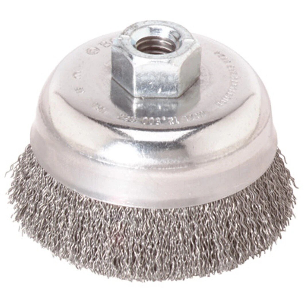 Bosch WB525 4" Carbon Steel Crimped Wire Cup Brush with 5/8"-11 Arbor