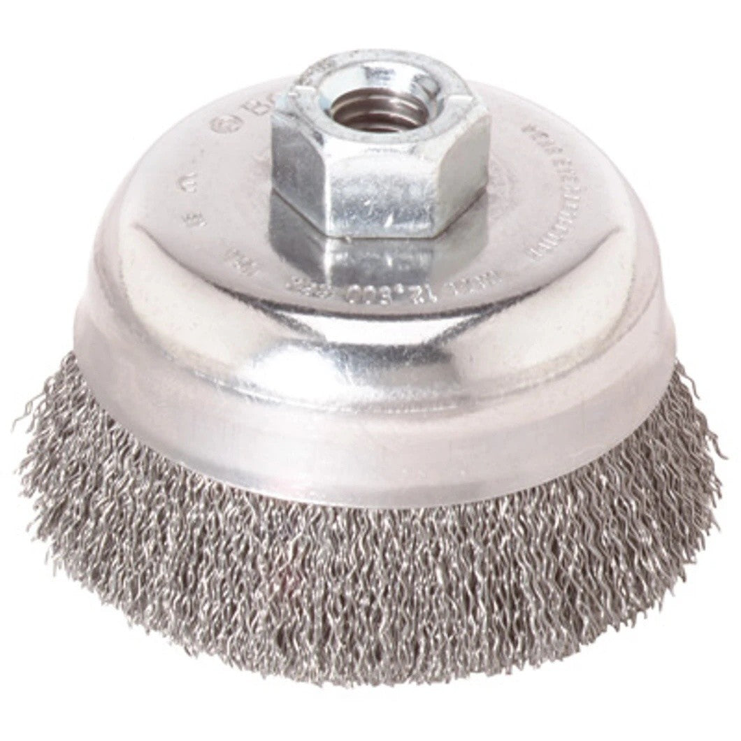 Bosch WB525 4" Carbon Steel Crimped Wire Cup Brush with 5/8"-11 Arbor