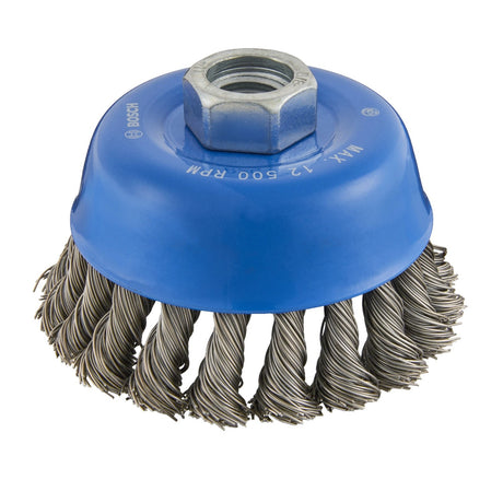 Bosch WBS509 3-1/2" Knotted Carbon Steel Cup Brush for Small Angle Grinders