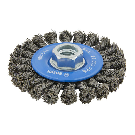 Bosch WBS544 4" Full Cable Knotted Carbon Steel Wire Wheel for Metal Surface Preparation