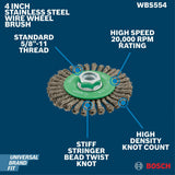 Bosch WBS554 4" Stainless Steel Stiff Stringer Wire Wheel for Small Angle Grinders - 2