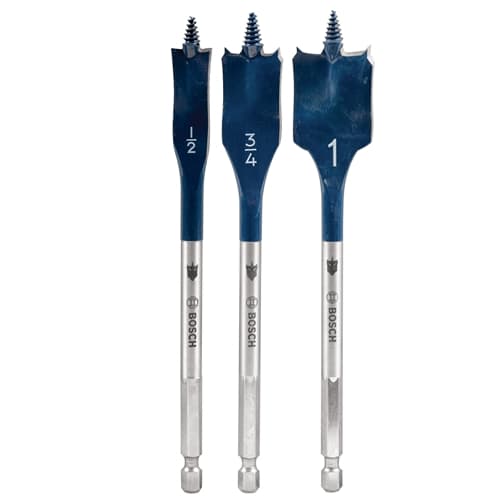 Bosch DSB5003 Daredevil Standard Spade Bit Set for Fast Wood Drilling 1/2" 3/4" 1" (3 Pack)
