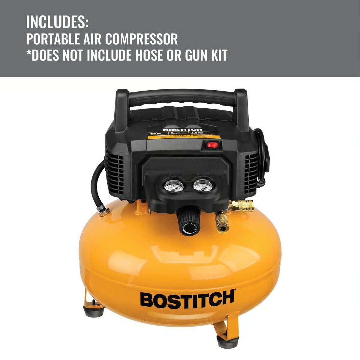 Bostitch BXCM02012 6 Gal Pancake Portable Air Compressor Oil-Free 150 PSI 1.1 HP - 3