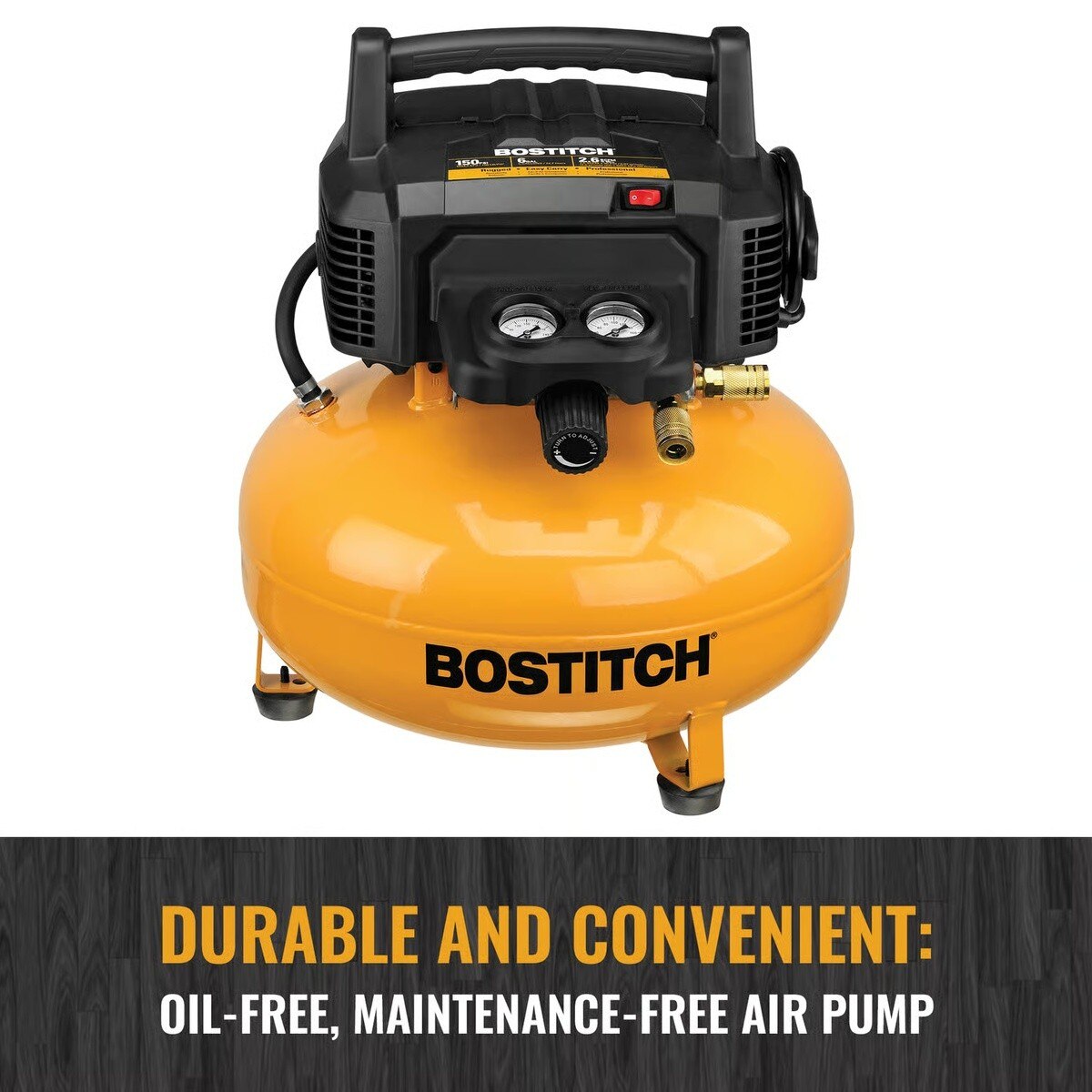 Bostitch BXCM02012 6 Gal Pancake Portable Air Compressor Oil-Free 150 PSI 1.1 HP - 4