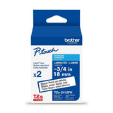Brother TZE241 0.7" x 26.2' Black on White Laminated Label Tape (2 Pack)