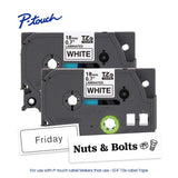 Brother TZE241 0.7" x 26.2' Black on White Laminated Label Tape (2 Pack) - 2