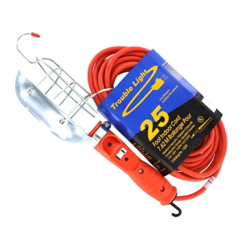 Southwire 1350T 50'  16/3 SJTW 13A 125V Metal Guard Trouble Light - 2