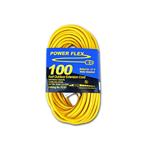 Southwire 93151 Power Flex 100' Outdoor Extension Cord, Twist Lock