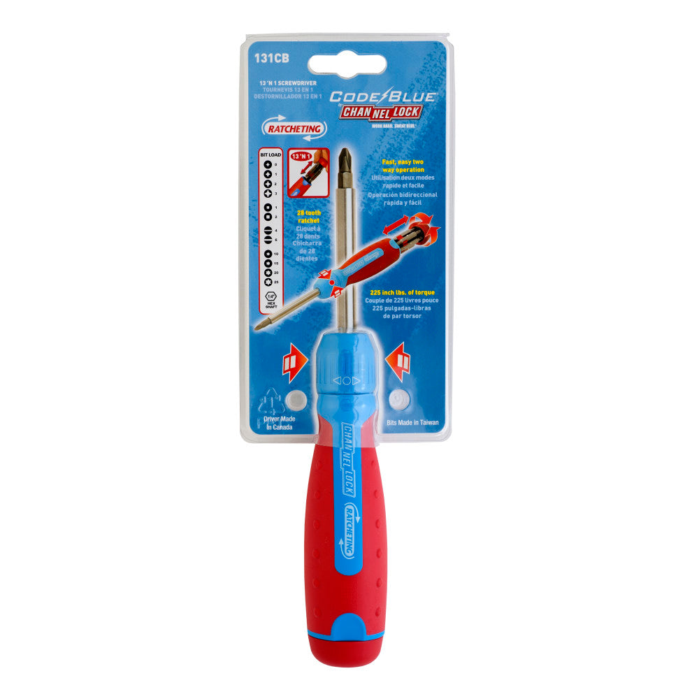 Channellock 131CB 13N1 Ratcheting Screwdriver, Code Blue - 3