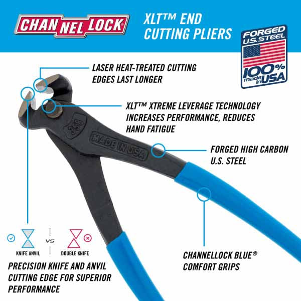 Channellock 358 8" End Cutting Plier, XLT - 4