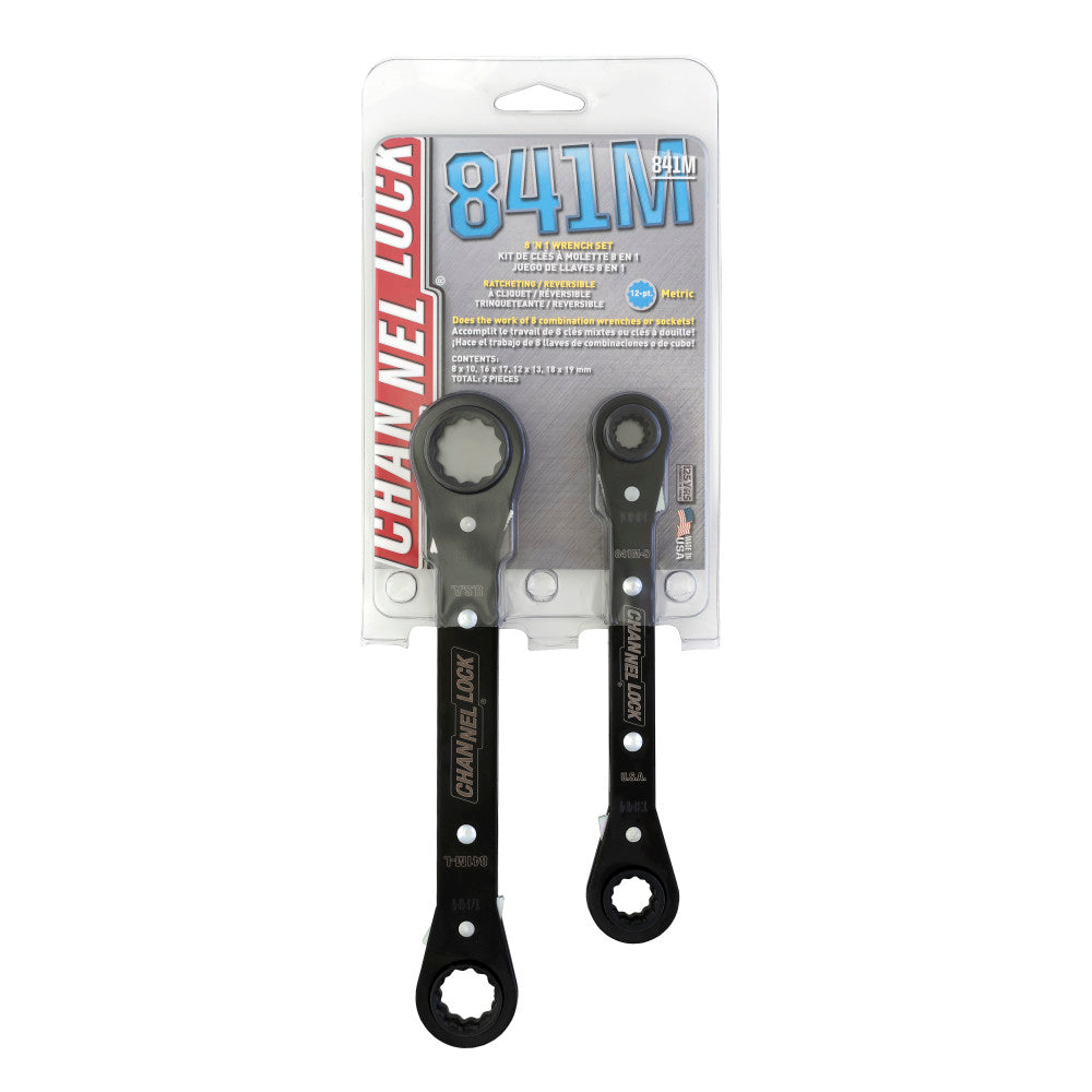 Channellock 841M 2pc Ratcheting Wrench Set, 8 Metric Sizes - 2