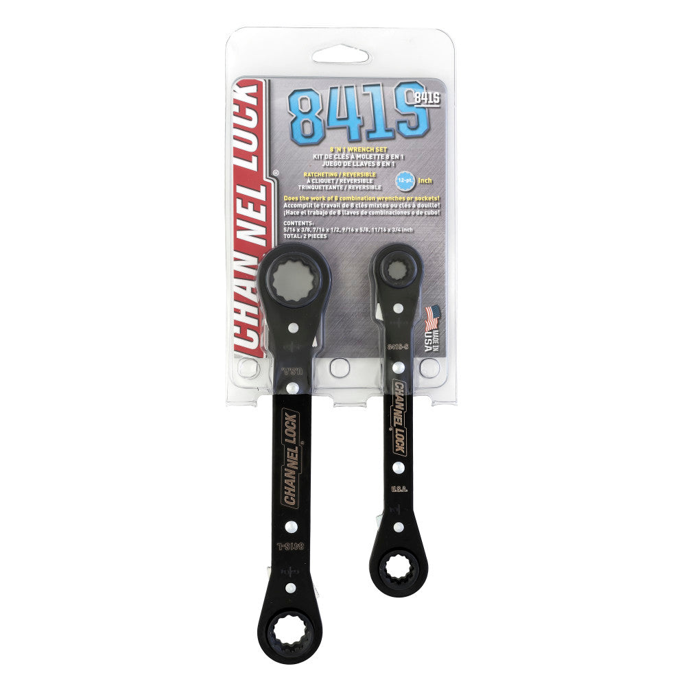 Channellock 841S 2pc Ratcheting Wrench Set, 8 SAE Sizes - 2