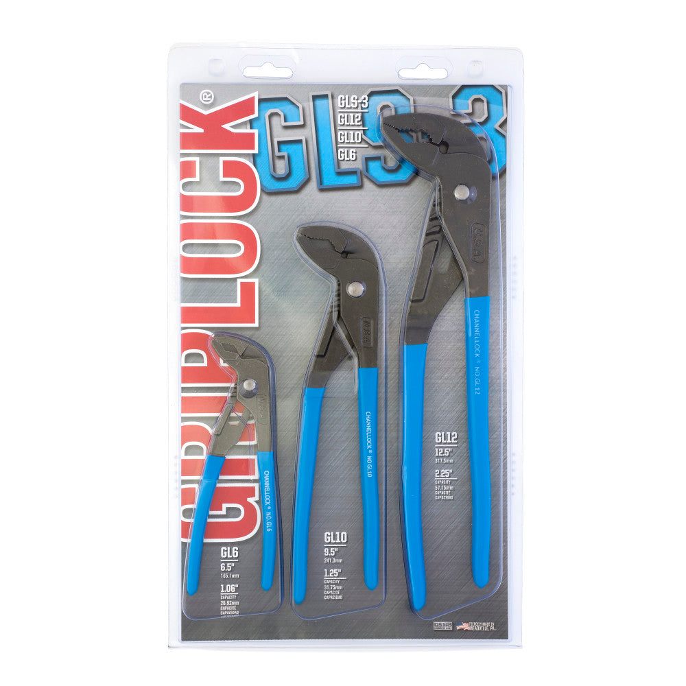 Channellock GLS-3 3pc GripLock Plier Set, 6.5", 9.5", 12.5" T&G - 2