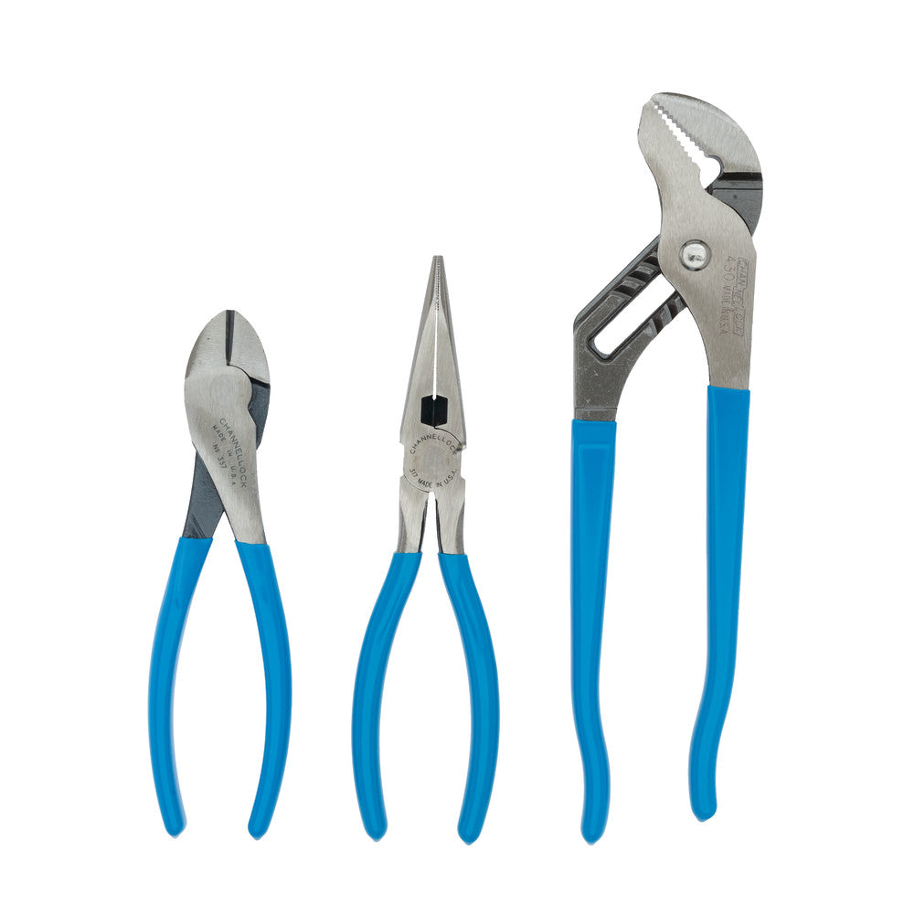 Channellock GS-6 3pc Plier Set, T&G, Long Nose, Cutter