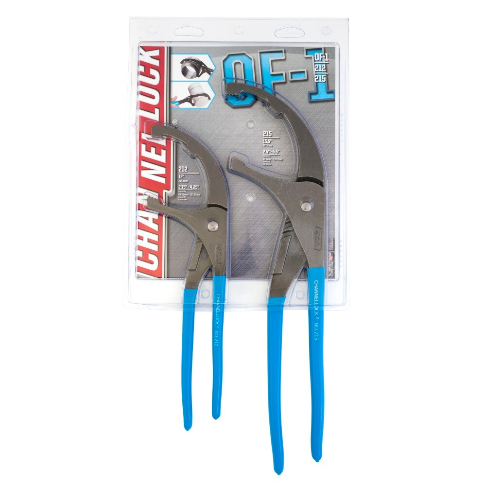Channellock OF-1 2pc Oil Filter/ PVC Plier Set, 12", 15.5" - 2