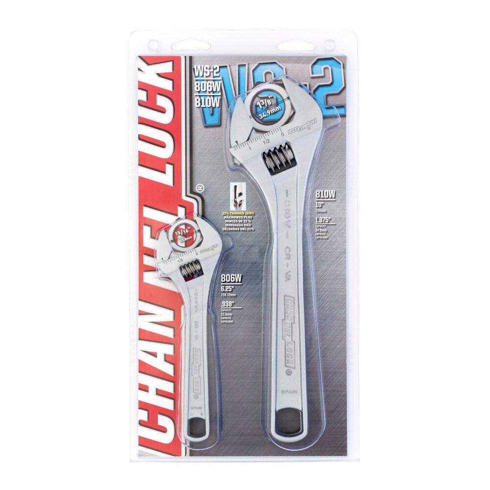 Channellock WS-2 2pc Adj Wrench Set, 6", 10" Chrome - 2