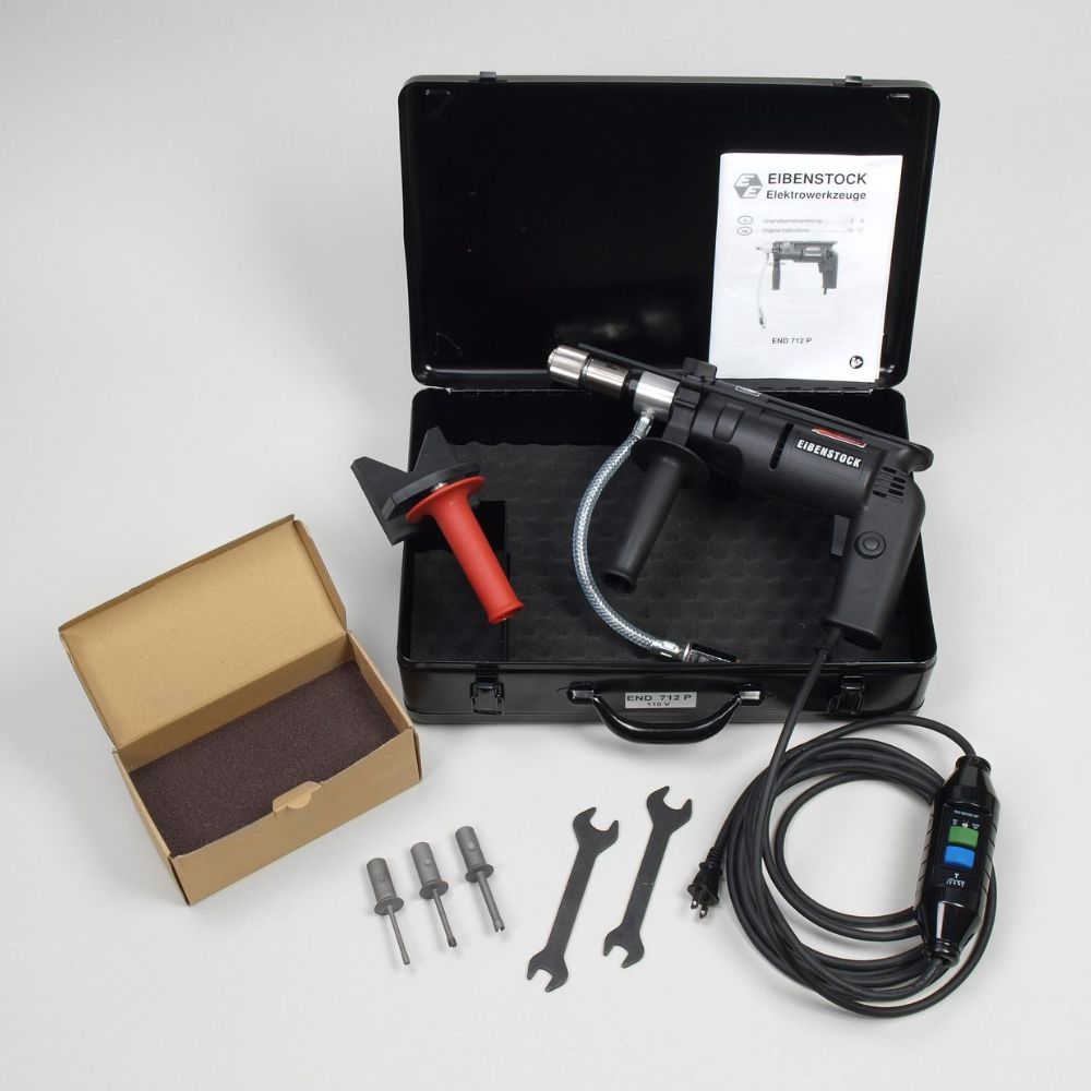 Eibenstock CS Unitec END 712 PC Wet Hand Held Core Drill for Concrete Starter Kit |w/ case, centering aid, 1/4", 5/16", & 3/8" bits & sharpening block | 120V