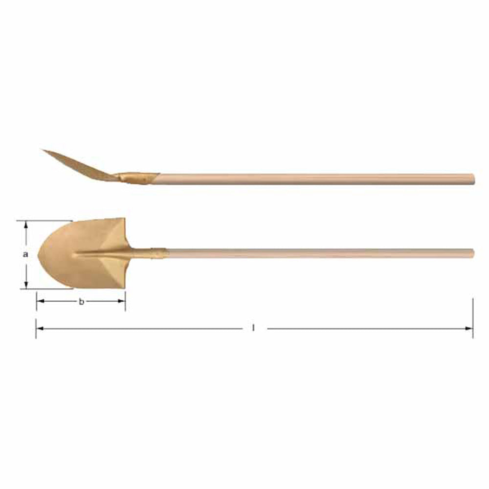 CS Unitec Ex1006-280A Aluminum Bronze Non-Sparking, Low-Magnetism, Corrosion Resistant Round Point Shovel with Nupla Handle - 2