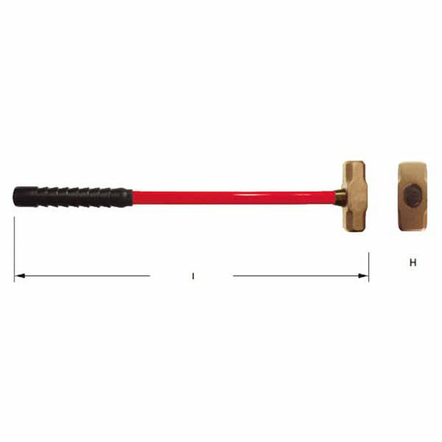 Carltsoe Safety CS Unitec Ex104U-0750A Aluminum Bronze Non-Sparking, Low-Magnetism, Corrosion Resistant Sledge Hammer 7.50 Lbs (3.40 Kg) (104UU-0750A) - 2