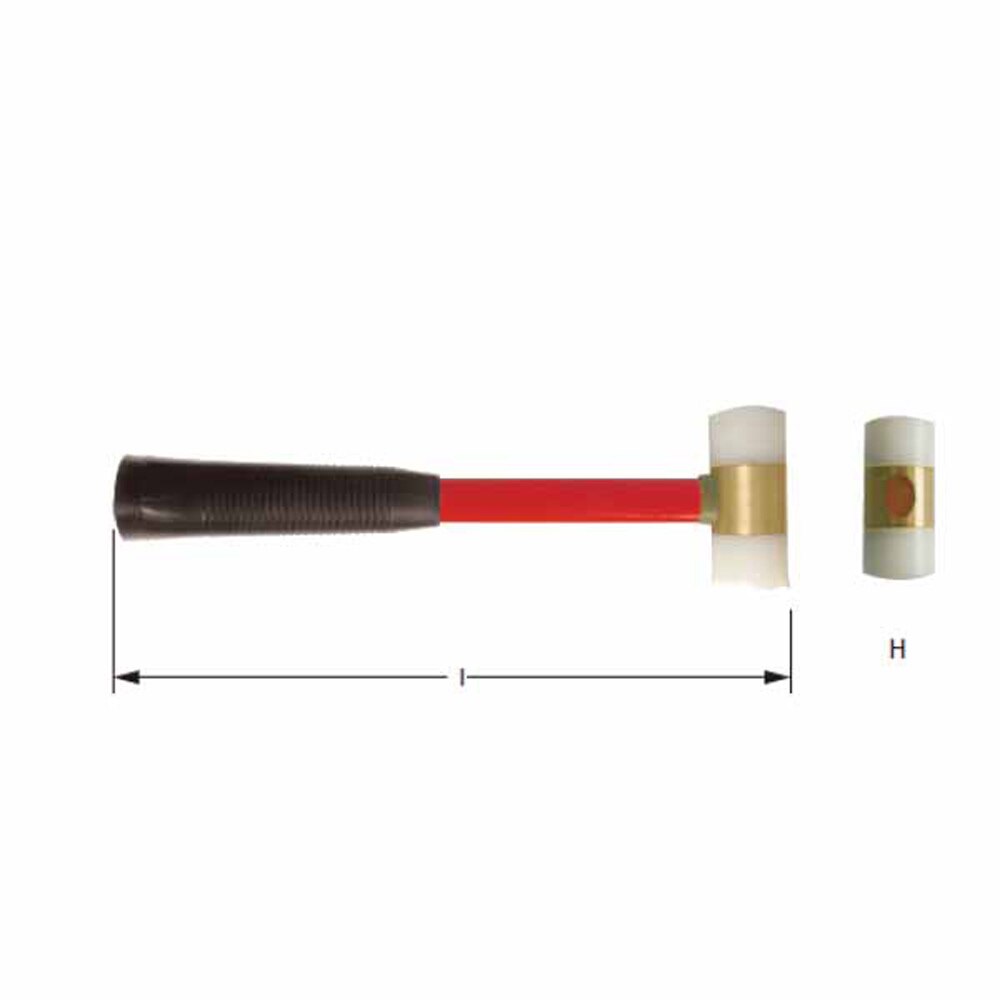 Carltsoe Safety CS Unitec Ex121u-0099A Aluminum Bronze Non-Sparking, Low-Magnetism, Corrosion Resistant Plastic Hammer 1 Lbs (0.46 Kg) (121uU-0099A) - 2